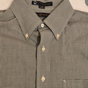 Tommy Hilfiger TLC The Lifetime Collar Button Down Green/white Plaid Shirt
